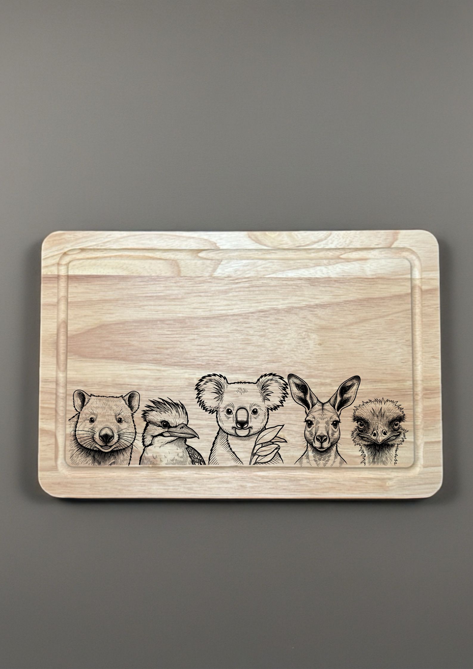 All Australian Animals Chopping Board finished engraved product