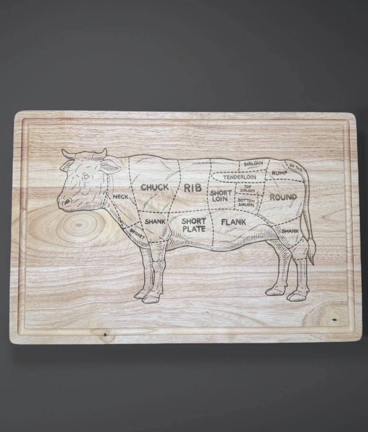 Beef Cut Chopping Board finished engraved product