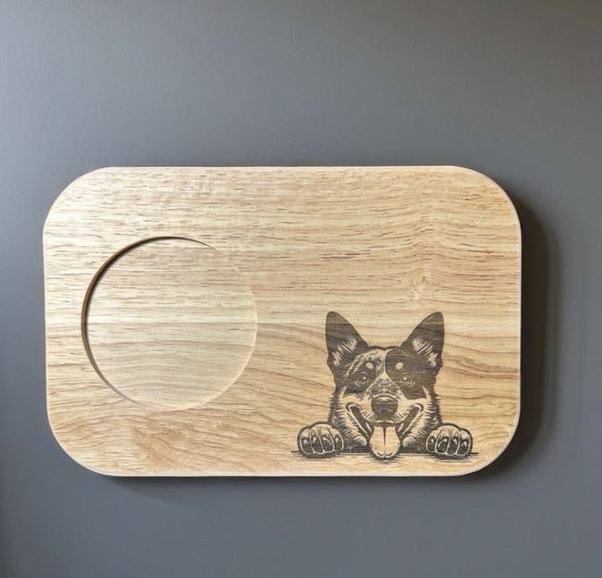 Cheeky Pup Mug Board finished engraved product