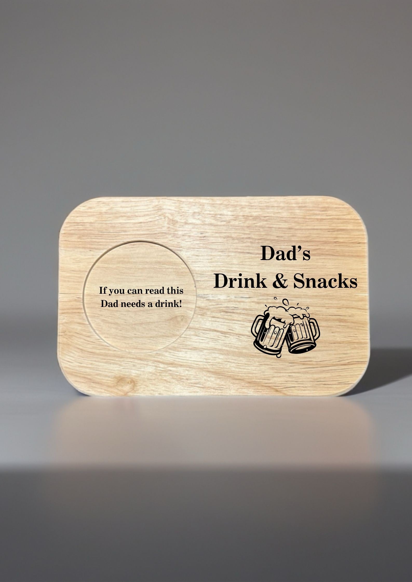 Dad's Drinks & Snacks Mug Board finished engraved product