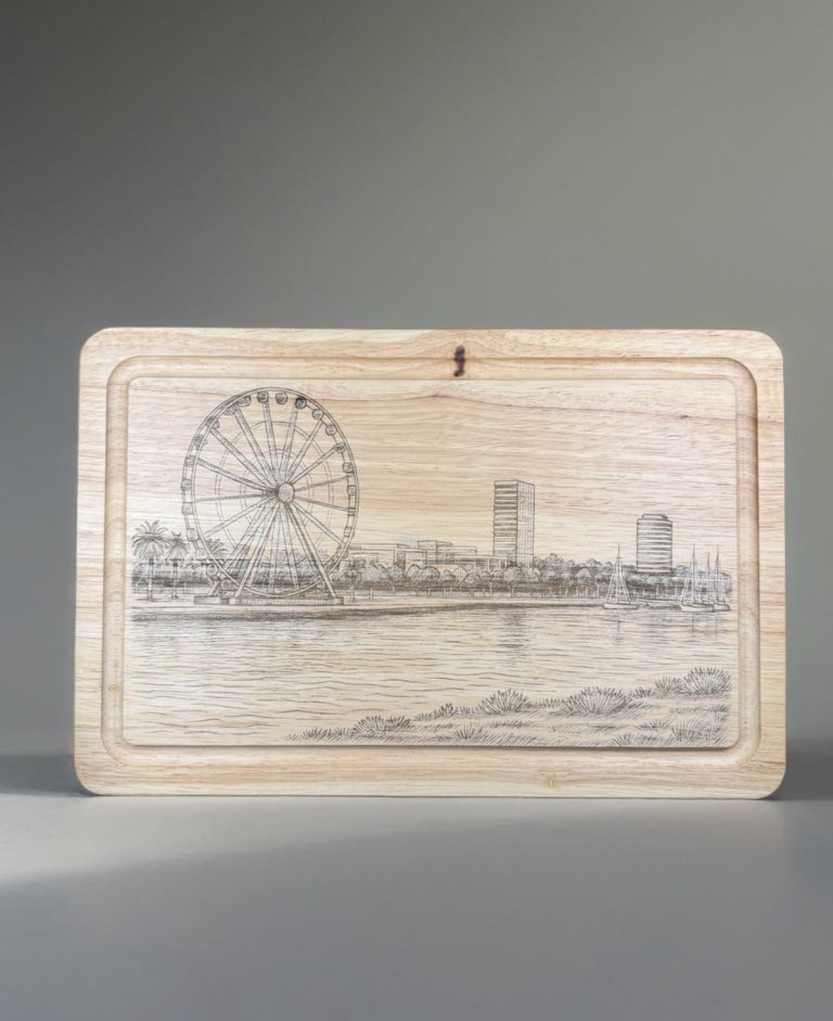 Geelong Waterfront Teacup Board finished engraved product