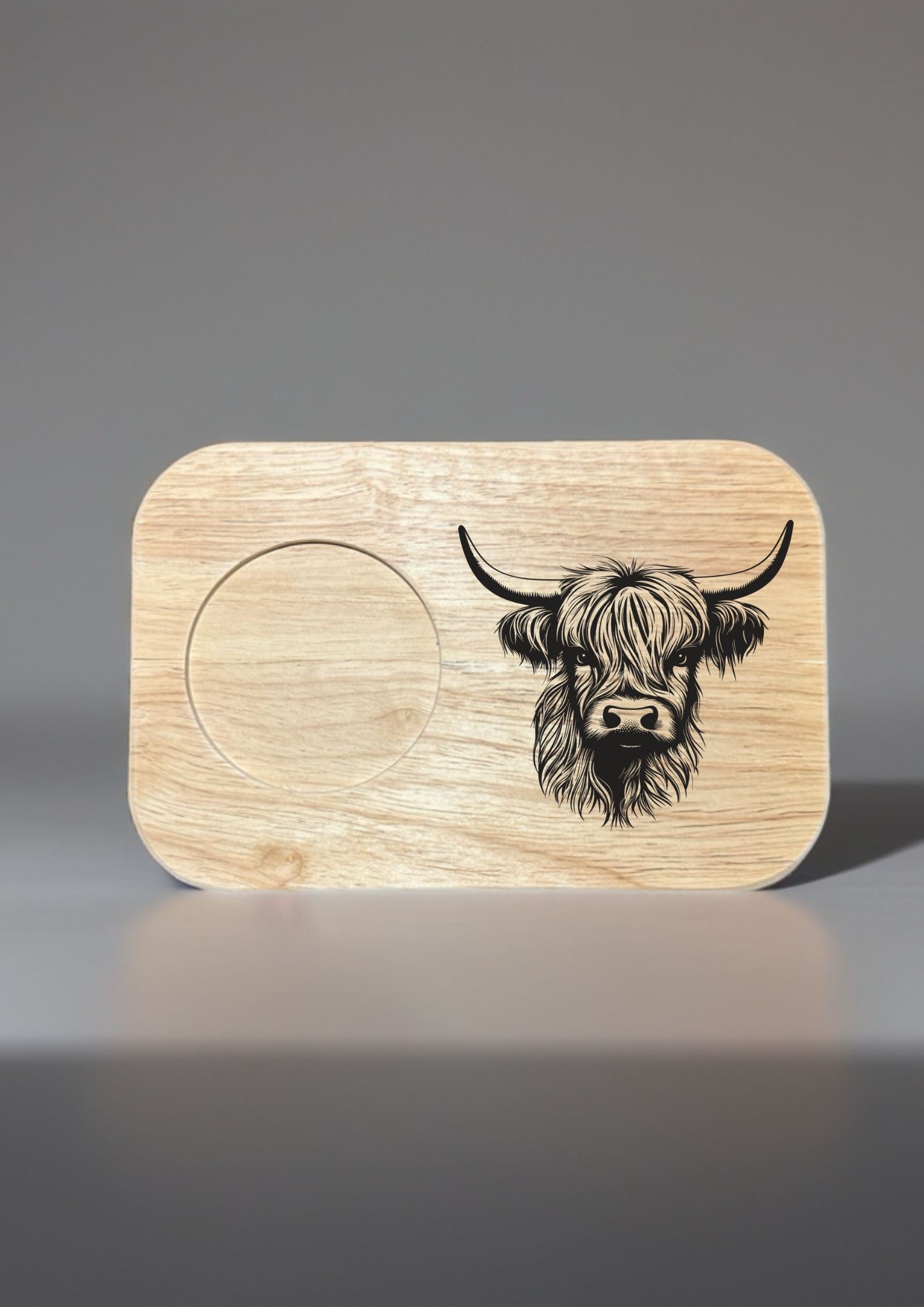 Highland Cow Teacup Board finished engraved product