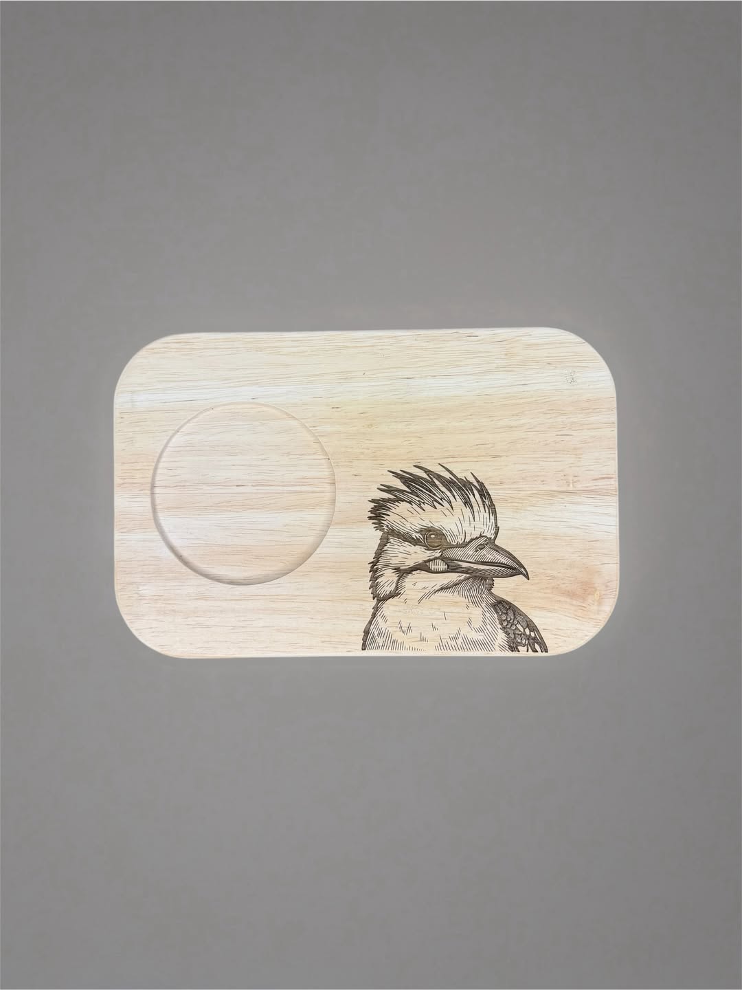 Kookaburra Teacup Board finished engraved product