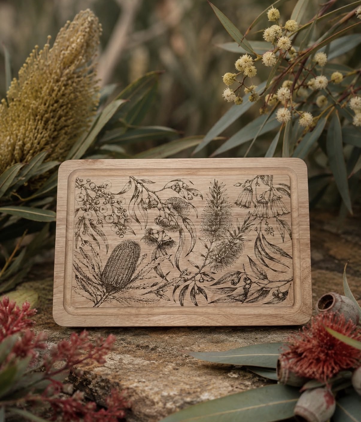 Native & Botanical Chopping Board finished engraved product