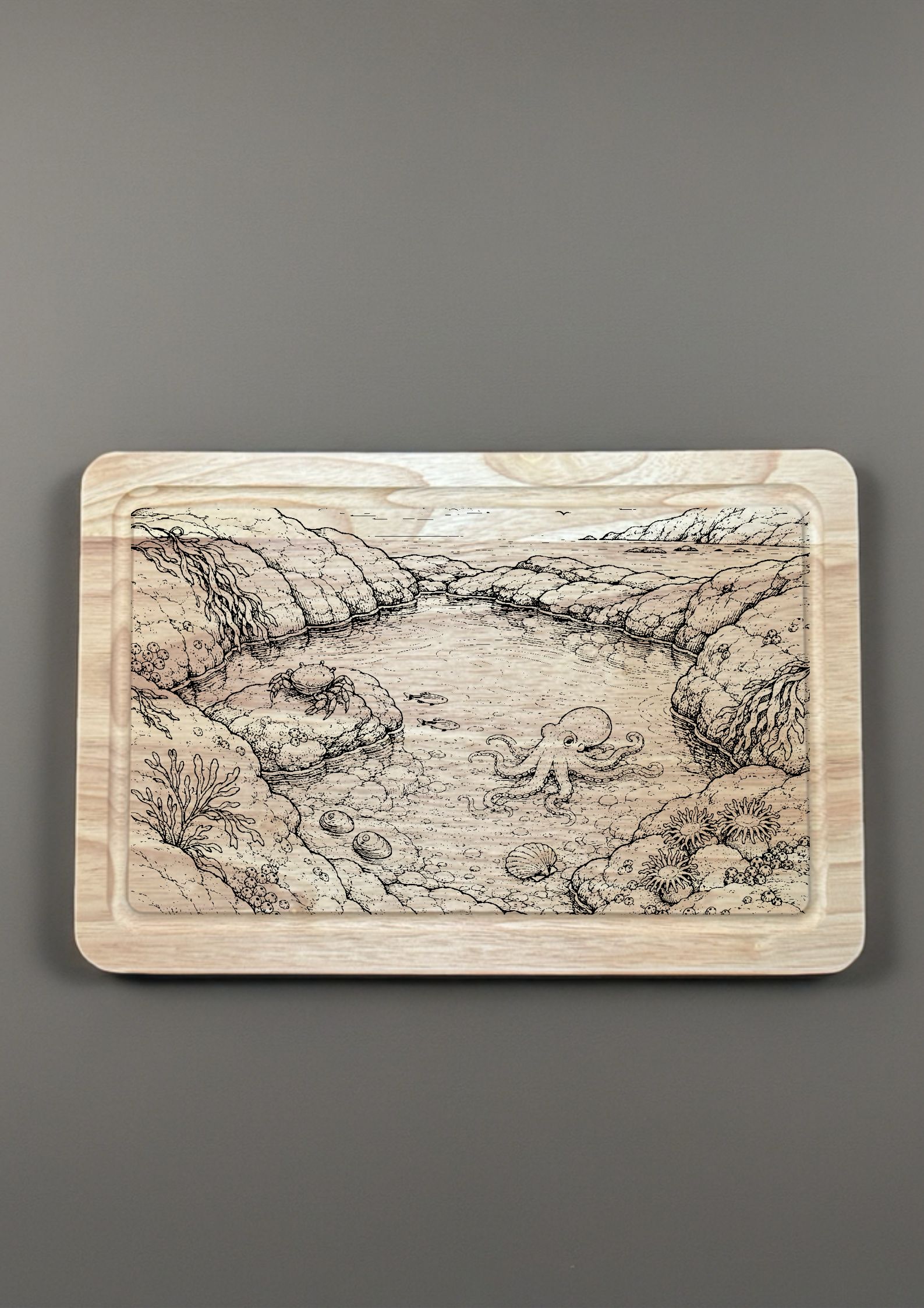 Rock Pool Chopping Board finished engraved product