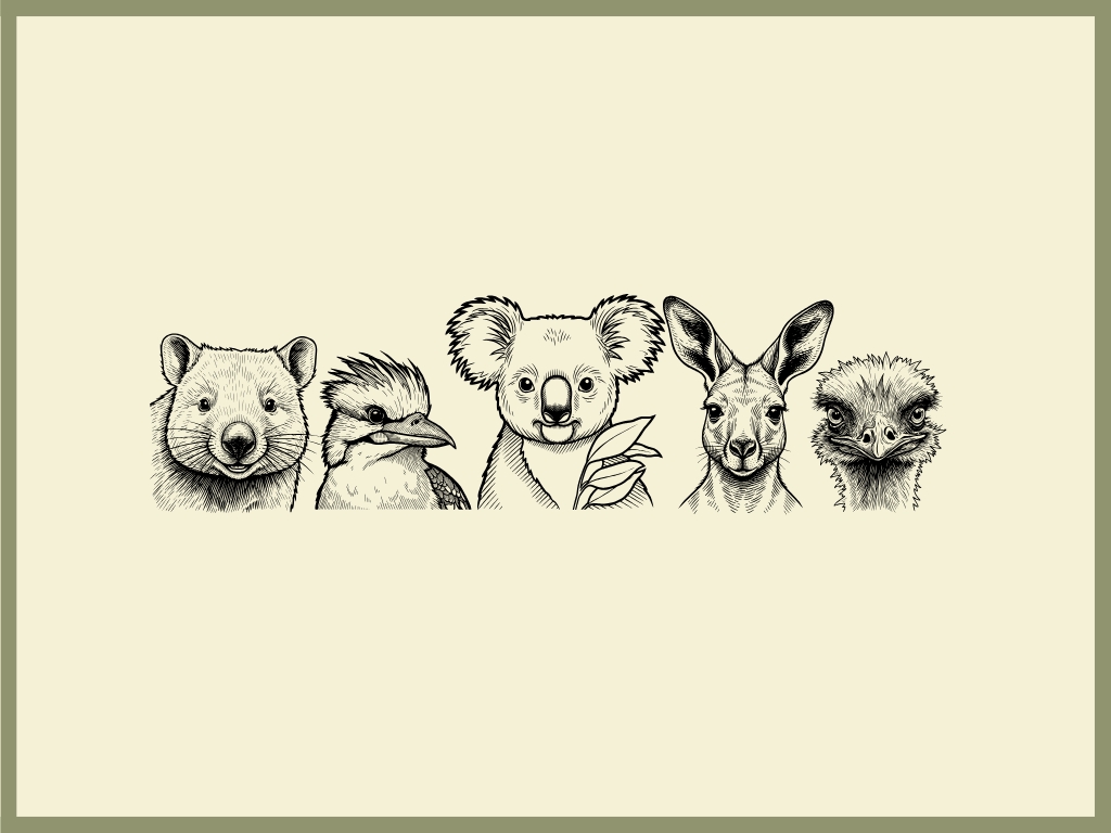 All Australian Animals Chopping Board engraving artwork