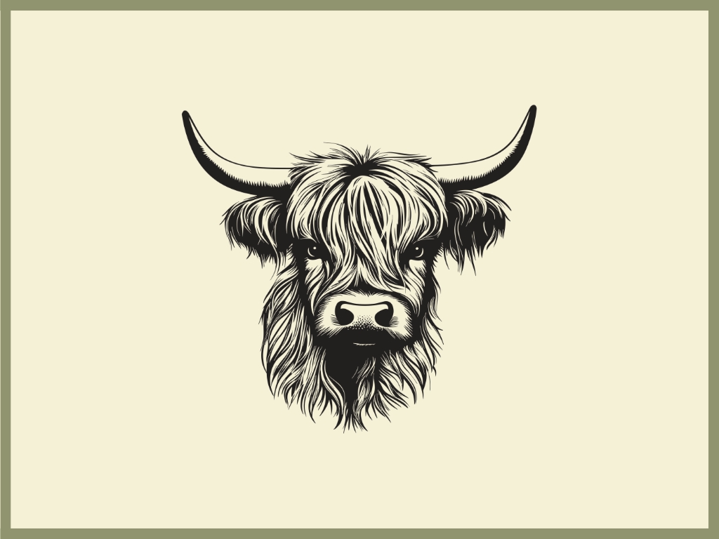 Highland Cow Teacup Board engraving artwork