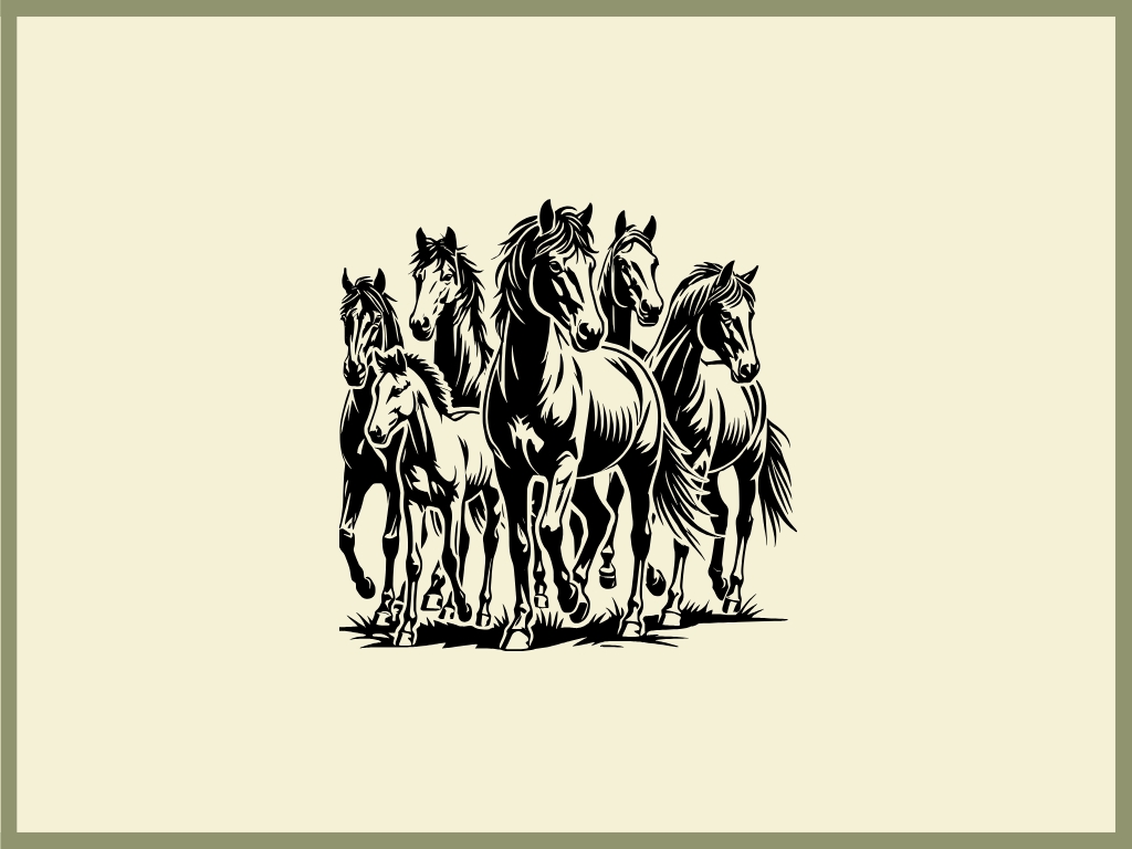Horses Paddle Board engraving artwork