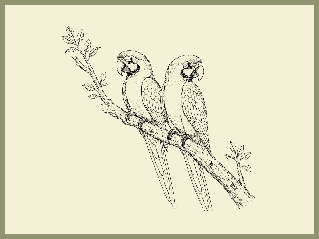 Parrots Mug Board engraving artwork
