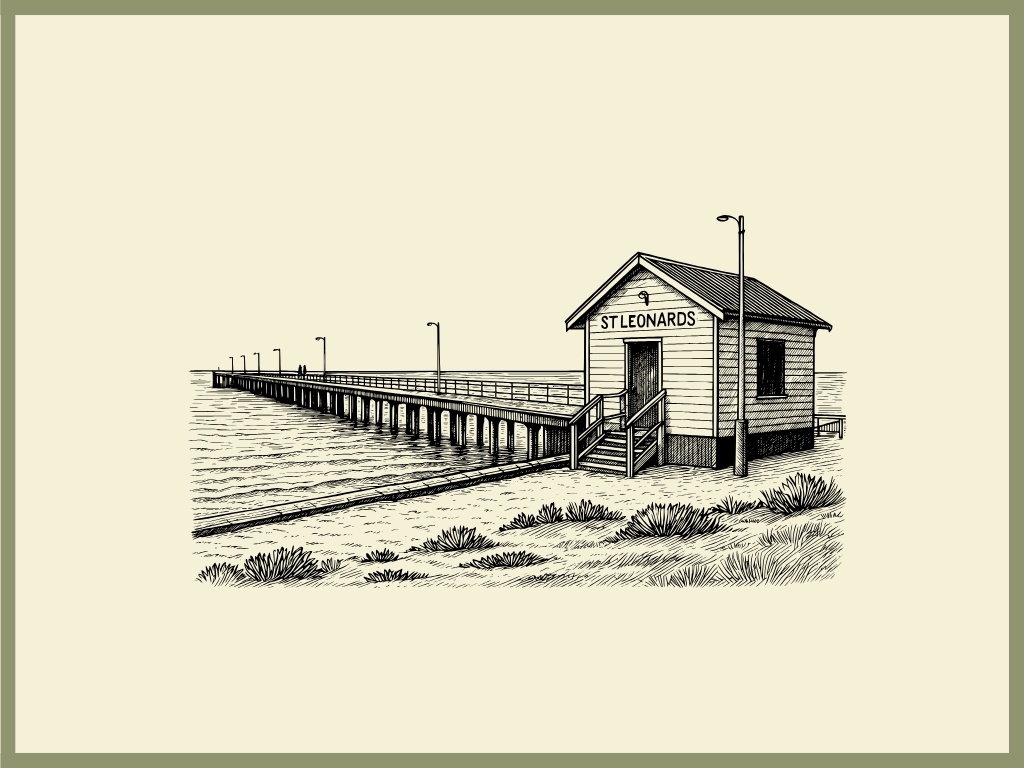 St Leonards Pier Chopping Board engraving artwork