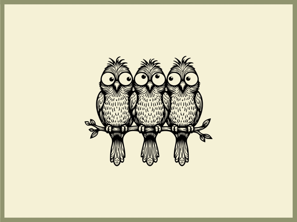Three Little Birds Teacup Board engraving artwork