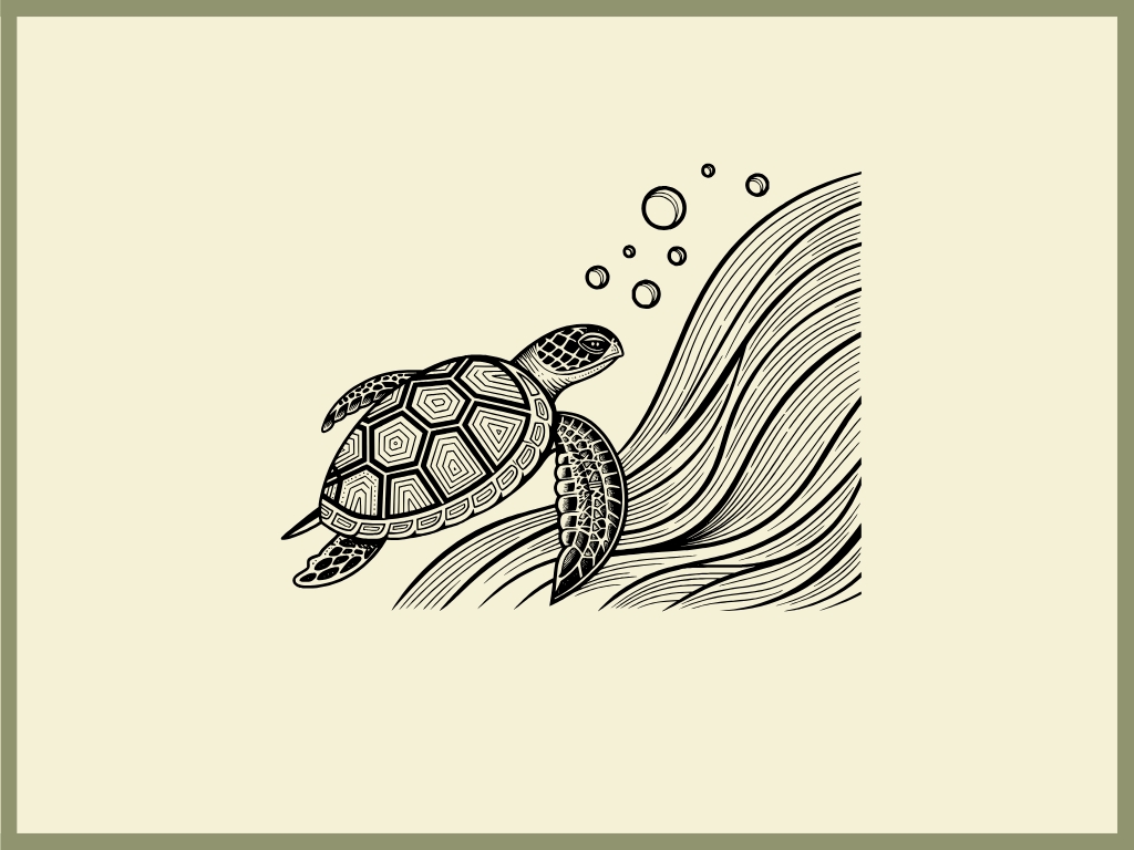 Sea Turtle Board engraving artwork